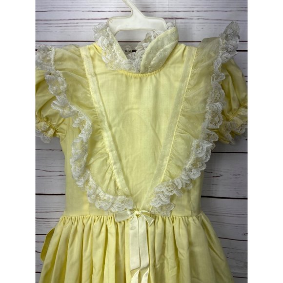 Vintage Better Made by Betty Oden Heirloom Yellow 6 Ruffle Lace Tulle Pageant Dr - Picture 4 of 11